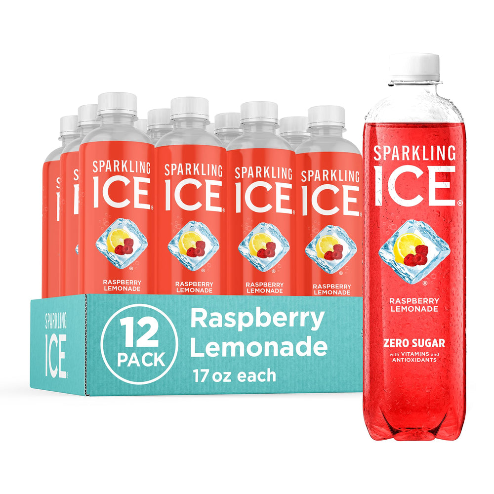 Sparkling Ice Raspberry Lemonade bottle front, zero sugar and bold flavor highlighted