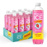 Sparkling Ice STARBURST Strawberry bottle pour showing bold flavor and fizz.