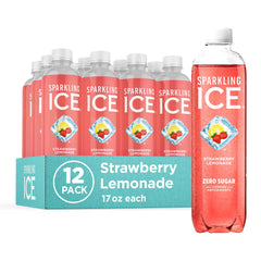 Sparkling Ice Strawberry Lemonade bottle 17 oz—zero sugar and vitamins.