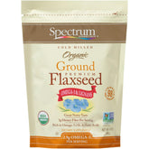Spectrum Essentials organic ground flaxseed jar with nutty aroma for omega-3 rich smoothies