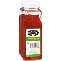 Spice Classics Chili Powder bottle with bright red color for vibrant meals.