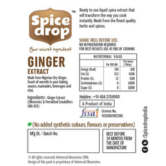 Ginger extract drops on a measuring spoon showing convenient one-drop flavor boost.