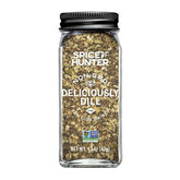 Spice Hunter Deliciously Dill Blend jar highlights fresh dill flavor for eggs, potatoes, and dips.