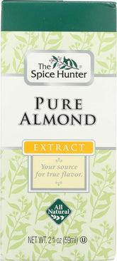 Spice Hunter Almond Pure extract bottle enhances baked goods with almond aroma.