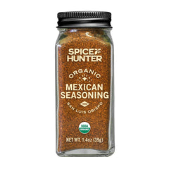 The Spice Hunter Organic Mexican Seasoning Blend jar adds vibrant cumin and paprika for classic Mexican flavors.