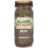 Spice Islands Mint Leaves packaging with fresh sprigs ready to flavor dishes.