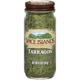 Spice Islands Tarragon 0.5 oz bottle pour close-up for bright herbal sauces.