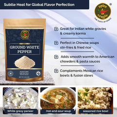 SPICE MAGIC Ground White Pepper powder texture shows smooth consistency for even seasoning.