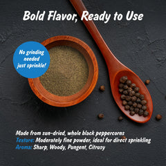 Spice Profile 20-mesh ground black pepper for easy seasoning