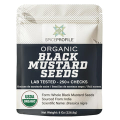 Spice Profile black mustard seeds in a resealable pouch for fresh, pantry-friendly flavor.