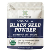 Spice Profile black seed powder bottle showing organic kalonji for versatile spice blends