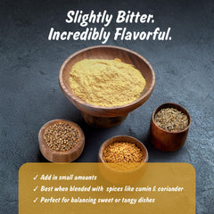 Spice Profile fenugreek powder pour demonstrates versatile use in spice blends and sauces.