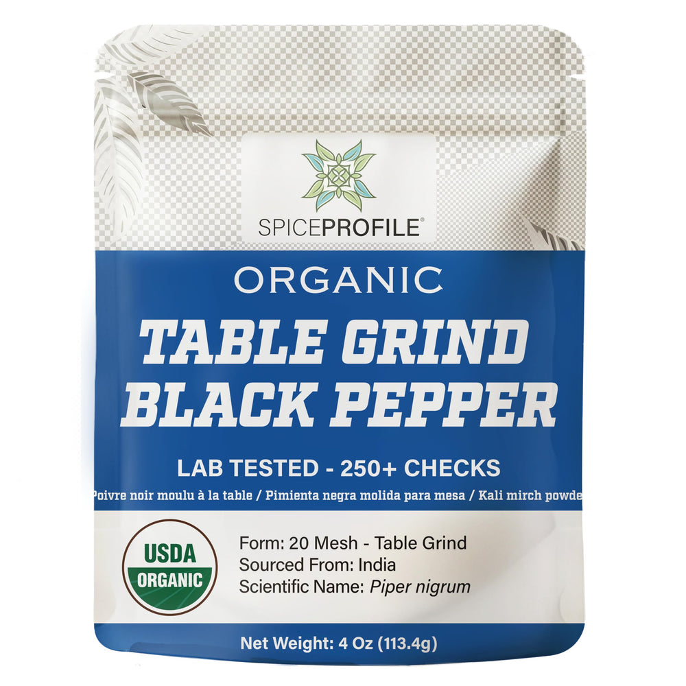 Spice Profile ground black pepper bottle close-up with fresh aroma for cooking