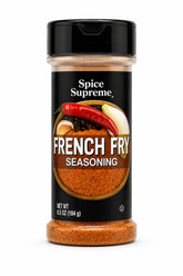 Spice Supreme French Fry Seasoning bottle with shaker top for crispy, restaurant-style fries.
