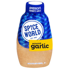 Spice World Squeezable Minced Garlic bottle front for quick, flavorful weeknight meals.