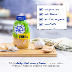 Squeeze bottle of Spice World garlic ready to add to pasta sauces.