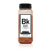 Spiceology Black Magic bottle pour showing salt-free Cajun flavor for grilling