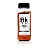 Spiceology Black Magic Cajun Blackening Seasoning jar for bold blackened crusts.