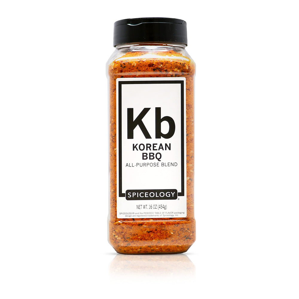 Spiceology Korean BBQ Seasoning bottle ready to elevate steak with smoky-sweet flavor