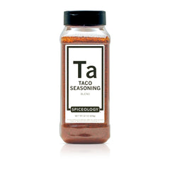 Spiceology Taco Seasoning bottle front ready for tacos and fajitas.