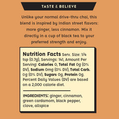Spicewalla Masala Chai Spice label signals premium, authentic blend.