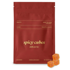 Spicy Cubes Dailies for Her bottle shot supports easy daily wellness.