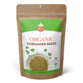 SPICY ORGANIC whole coriander seeds packshot for grinding and flavoring dishes