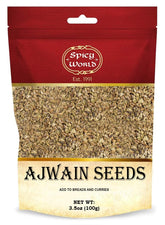 Spicy World Ajwain seeds bag front highlighting resealable packaging for freshness.
