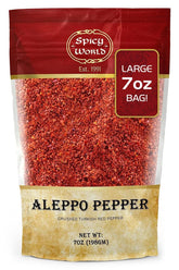 Spicy World Aleppo Pepper Flakes bottle adds smoky, fruity heat to everyday dishes.