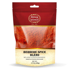 Spicy World Berbere spice blend in a jar for authentic Ethiopian stews.