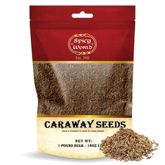 Spicy World caraway seeds bulk bag shown, ideal for breads and sauerkraut.