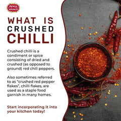 Spicy World crushed red pepper flakes pour into a dish for quick seasoning.
