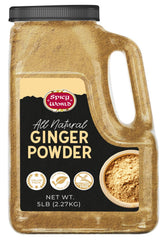 Spicy World Ginger Powder 5lb jar shows bold aroma for curries and teas.