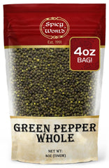 Spicy World green peppercorns in a 4oz bag with fresh aroma ideal for Thai curries