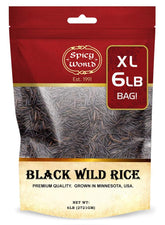 Spicy World Minnesota Grown Black Wild Rice bag highlighting freshness and versatility in cooking