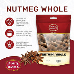 Spicy World Nutmeg 60+ pieces close-up highlights premium whole spice quality.