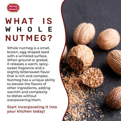 Spicy World Nutmeg Whole closeup reveals warm kernels ready to season recipes.