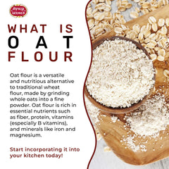 Spicy World Oat Flour close-up reveals whole grain texture and natural color