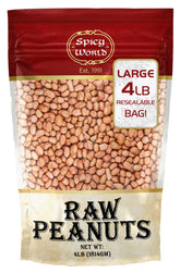 Spicy World raw peanuts with skin in a 4 lb bag for roasting.