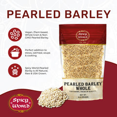 Spicy World Pearl Barley bulk packaging shows value for batch cooking.