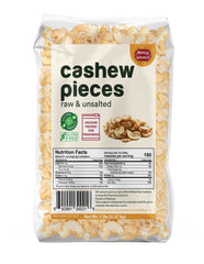 Spicy World raw cashews 80oz bulk bag on kitchen counter for convenient snacking