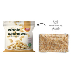 Spicy World raw cashews poured in bowl for snacking.