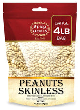 Spicy World skinless peanuts bulk bag front view, ideal for baking and peanut butter.