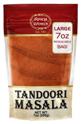 Spicy World Tandoori Masala 7oz bag for authentic grilling.