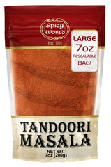 Spicy World Tandoori Masala 7oz bag for authentic grilling.