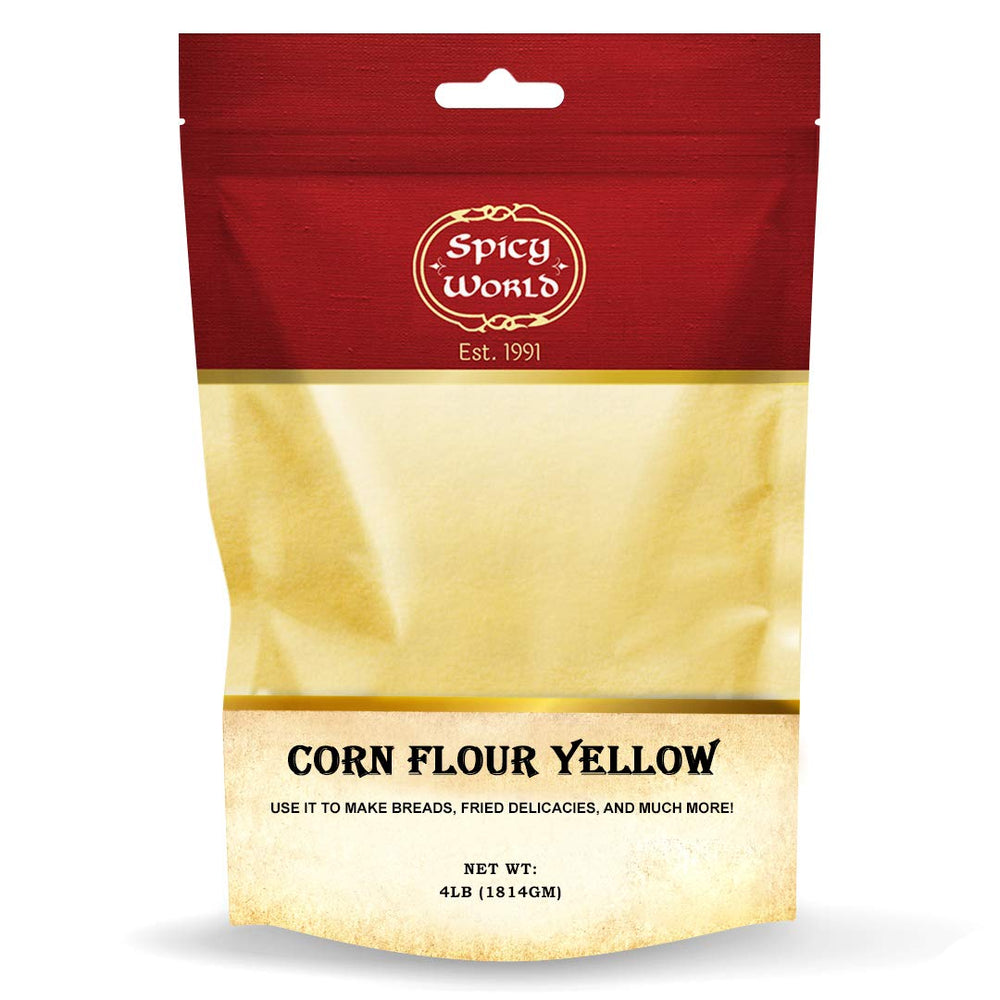 Spicy World Yellow Corn Flour bag, ready for fresh baking and storage