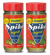 Spike Original Seasoning bottle pour showcasing versatile flavor for any dish.
