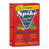 Spike Original Seasoning Salt label highlighting vegan, gluten-free, no added MSG.