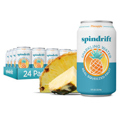 Spindrift Pineapple Sparkling Water can front with real fruit flavor.
