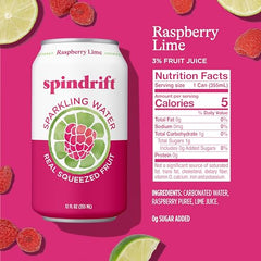 Spindrift Raspberry Lime being poured over ice highlights crisp, refreshing notes
